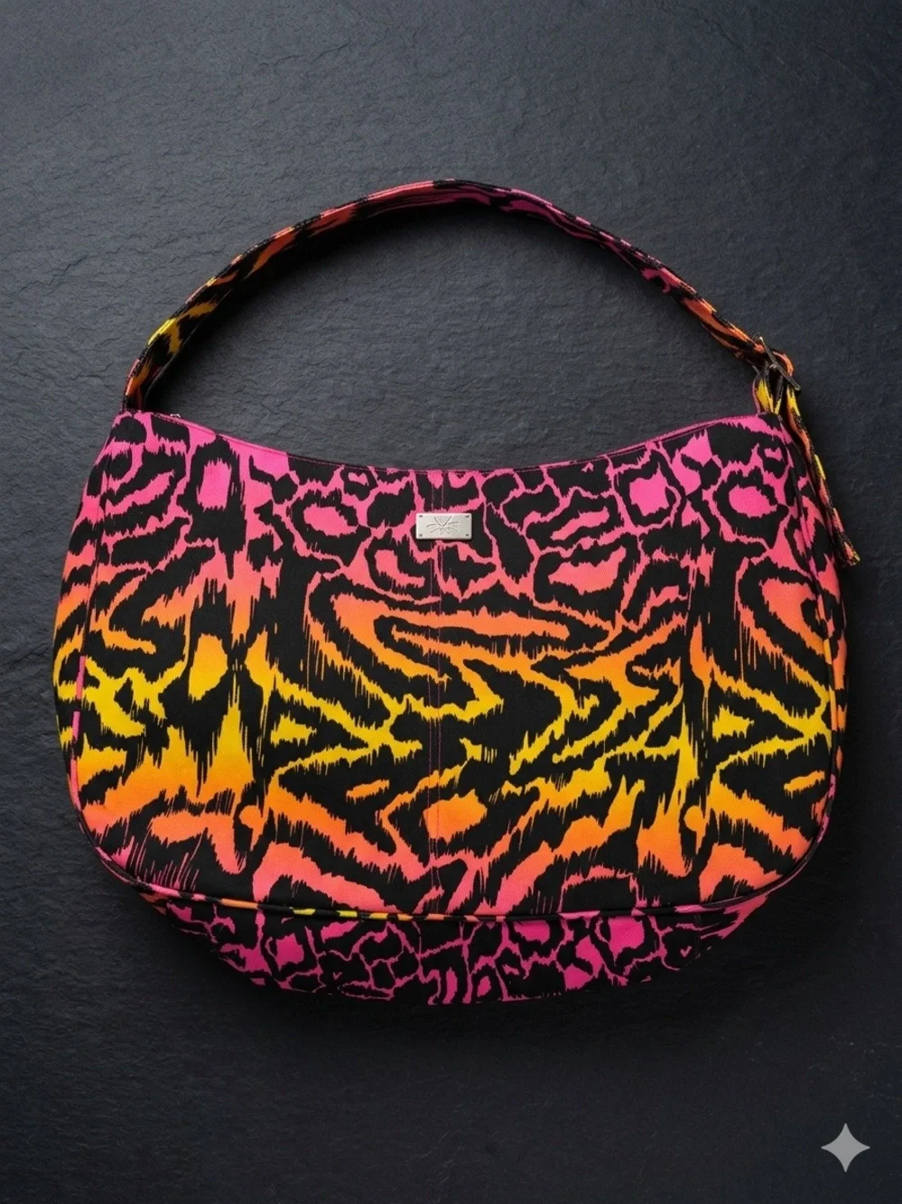 Black Pink Orange Yellow Animal Print Shoulder Bag
